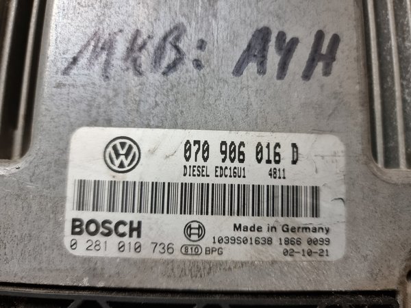 VW Phaeton 5,0 L V10 TDI Motorsteuergerät , MKB A4H , 070906016D